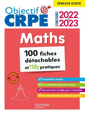 cover image of Objectif CRPE 2022 et 2023  Mes fiches détachables --Maths, épreuve écrite d'admissibilité
